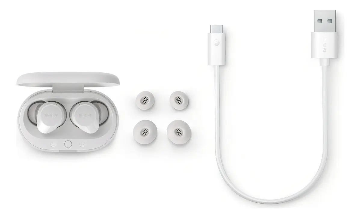 Headset PHILIPS TAT1209WT/00 TWS Bluetooth 5.3 Driver 10mm IPX4 18h Bateria Branco - foto 6