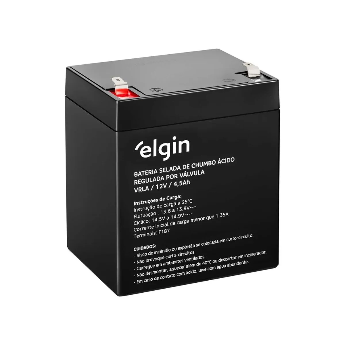 Bateria Selada ELGIN EG 12-4.5 T1 12V 4.5A VRLA-AGM para Nobreak e Sistemas de Segurança