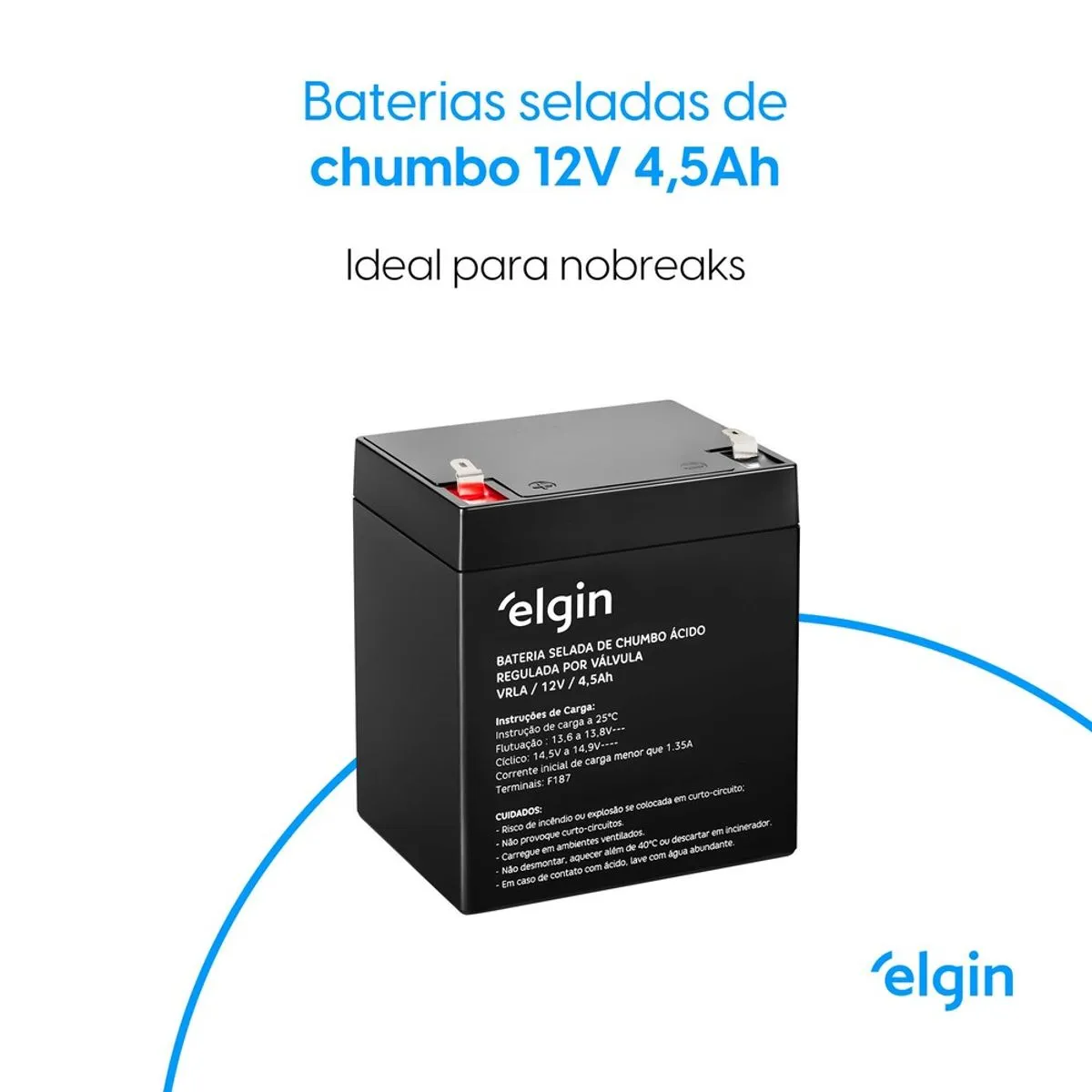 Bateria Selada ELGIN EG 12-4.5 T1 12V 4.5A VRLA-AGM para Nobreak e Sistemas de Segurança - foto 2