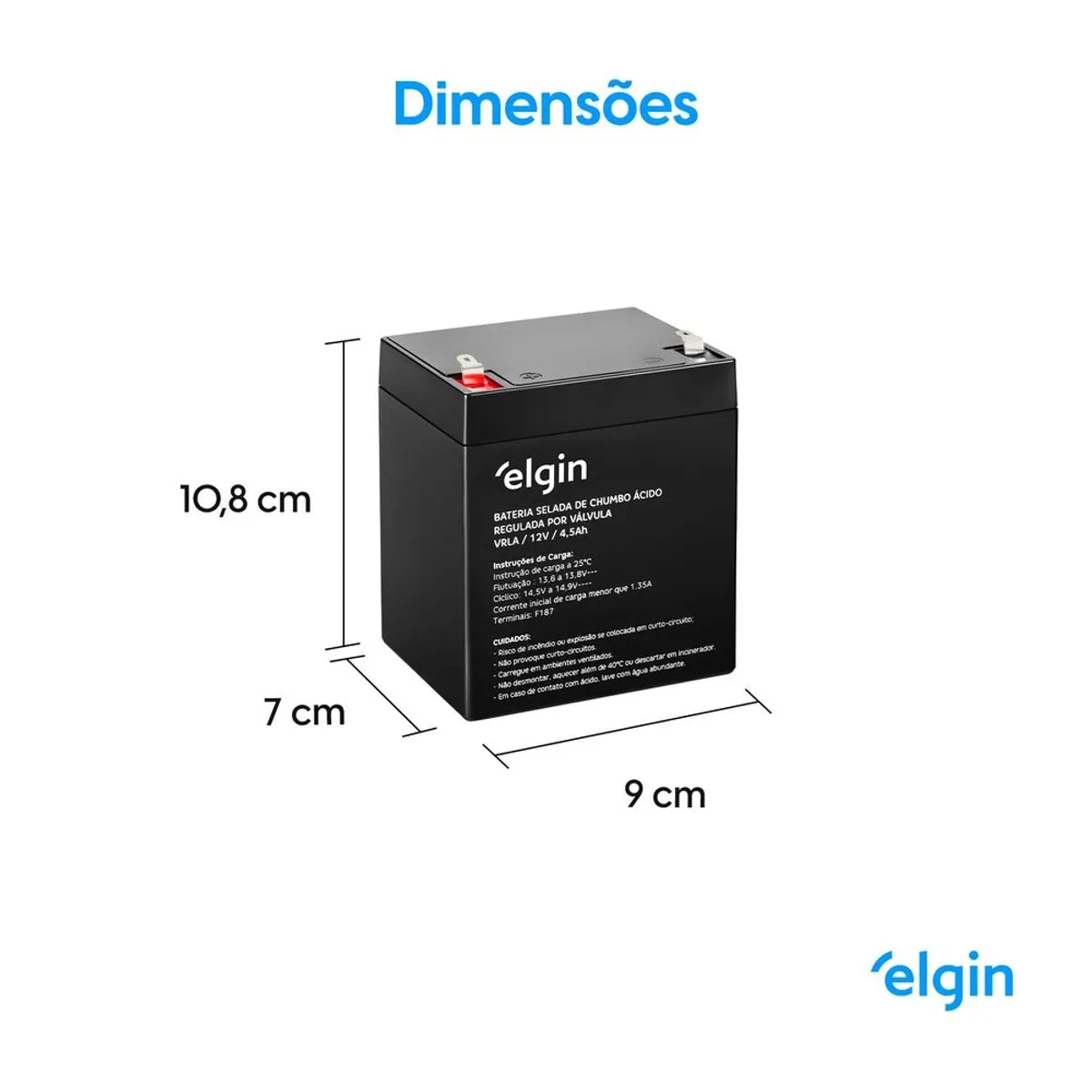 Bateria Selada ELGIN EG 12-4.5 T1 12V 4.5A VRLA-AGM para Nobreak e Sistemas de Segurança - foto 5