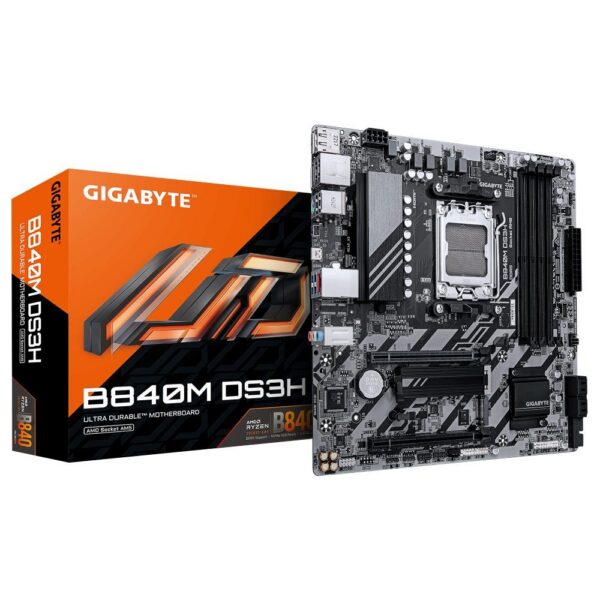 Placa-Mãe AM5 B840 GIGABYTE B840M DS3H DDR5 NVMe M.2 Rede 2.5G mATX