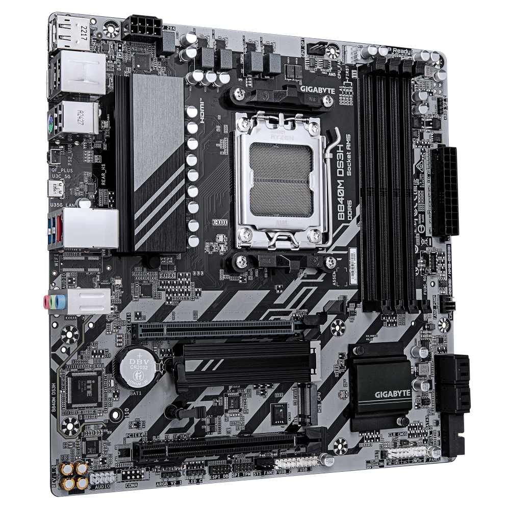 Placa-Mãe AM5 B840 GIGABYTE B840M DS3H DDR5 NVMe M.2 Rede 2.5G mATX - foto 2