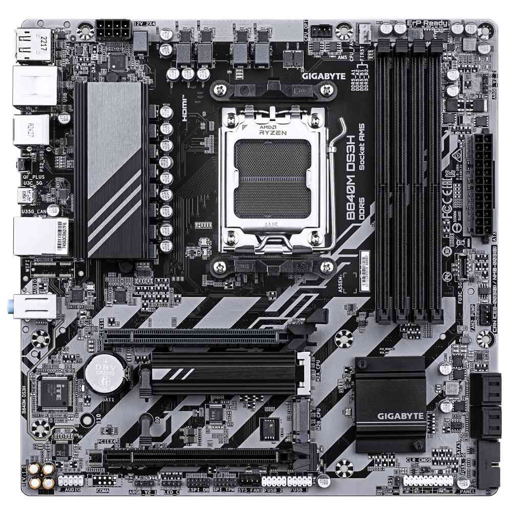 Placa-Mãe AM5 B840 GIGABYTE B840M DS3H DDR5 NVMe M.2 Rede 2.5G mATX - foto 3