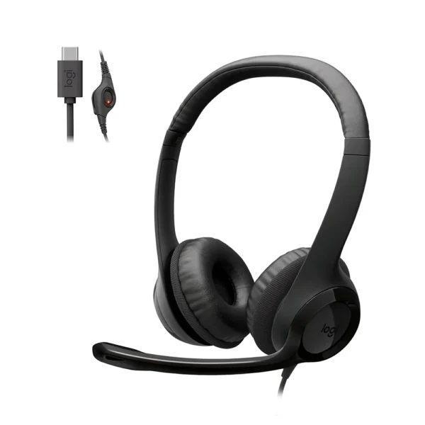 Headset LOGITECH H390 USB-C Driver 30mm com Microfone Cancelamento de Ruído e Controles no Cabo
