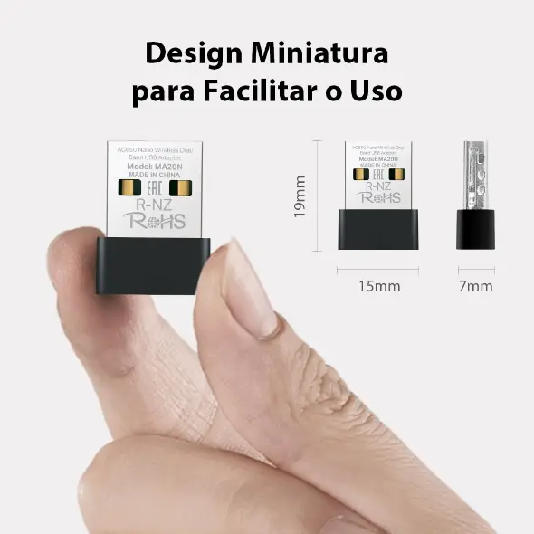 Adaptador Wi-Fi USB 2.0 MERCUSYS MA20N AC650 Dual Band Nano - foto 3