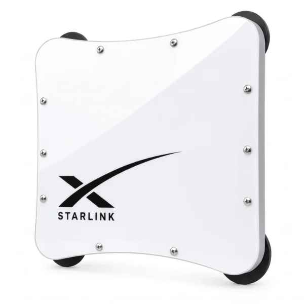Case suporte magnético para Starlink Mini branco com 4 ímãs de 66 mm, tampa de acrílico com logo e 10 parafusos