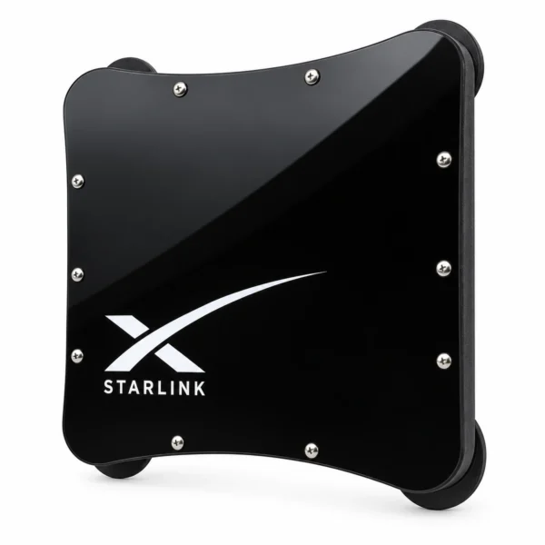 Case suporte magnético para Starlink Mini preto com 4 ímãs de 66 mm, tampa de acrílico com logo e 10 parafusos