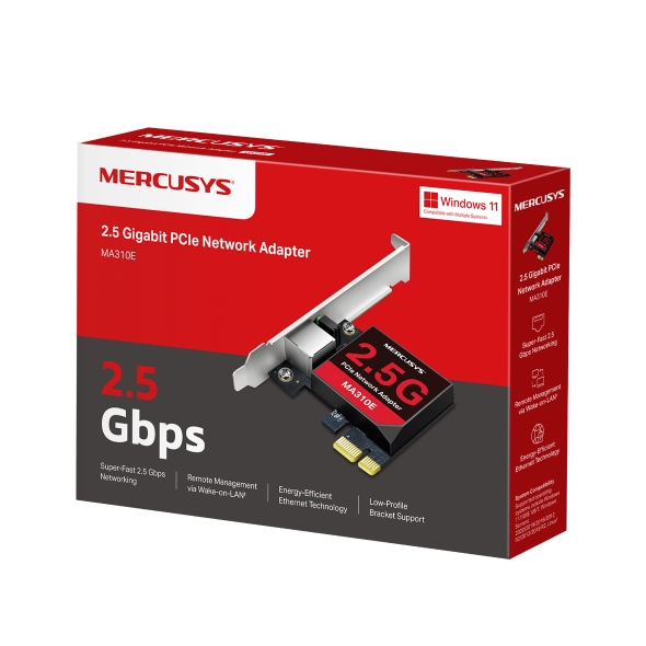 Placa de Rede PCIe 2.5GbE MERCUSYS MA310E Wake-on-LAN EEE - foto 2
