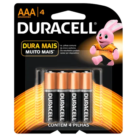 Pilha Alcalina AAA 1.5V DURACELL MN2400 Cartela com 4 Unidades