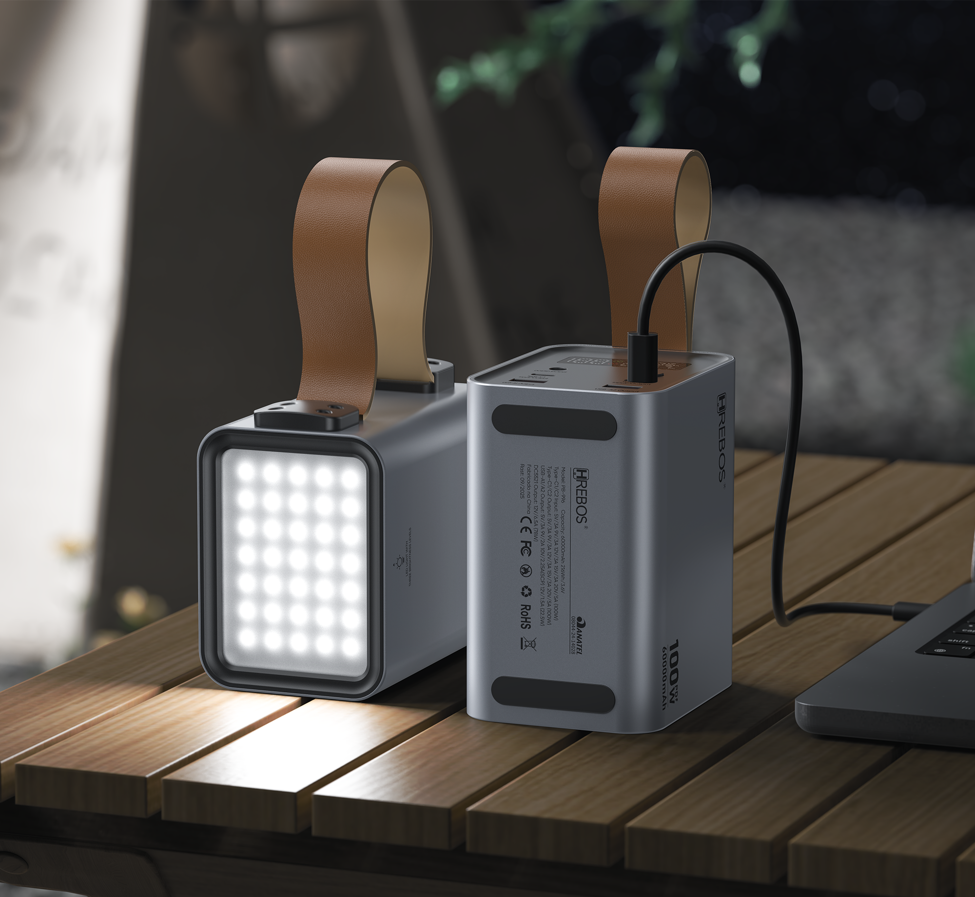 Power Bank Portátil HREBOS PB-996 60000mAh 100W com Lanterna LED Starlink - foto 4