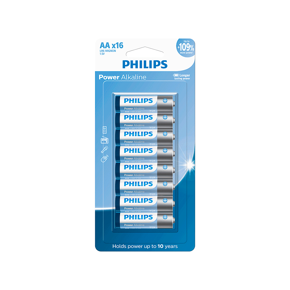 Pilha Alcalina AA 1.5V PHILIPS LR6P16B/59 Cartela com 16 Unidades - foto 4