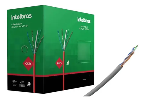 Cabo de Rede CAT6 INTELBRAS IG6CCZ 23AWG Homologado Cinza Caixa 305 Metros