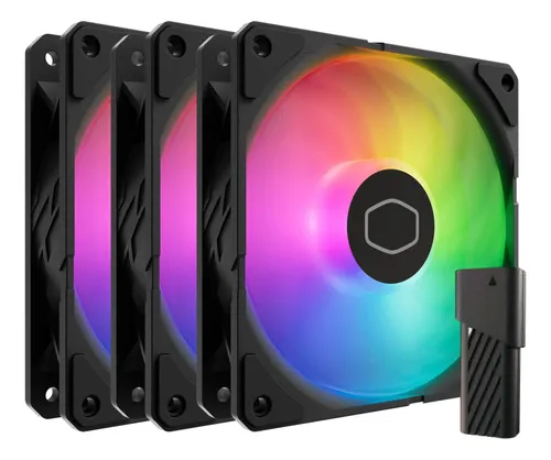 Kit 3 Fans COOLER MASTER SickleFlow Edge 120 ARGB 120mm Preto com Controladora