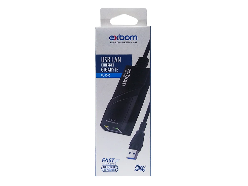 Adaptador de Rede USB 3.0 para RJ45 Gigabit EXBOM UL-1200 10/100/1000Mbps Plug and Play - foto 2