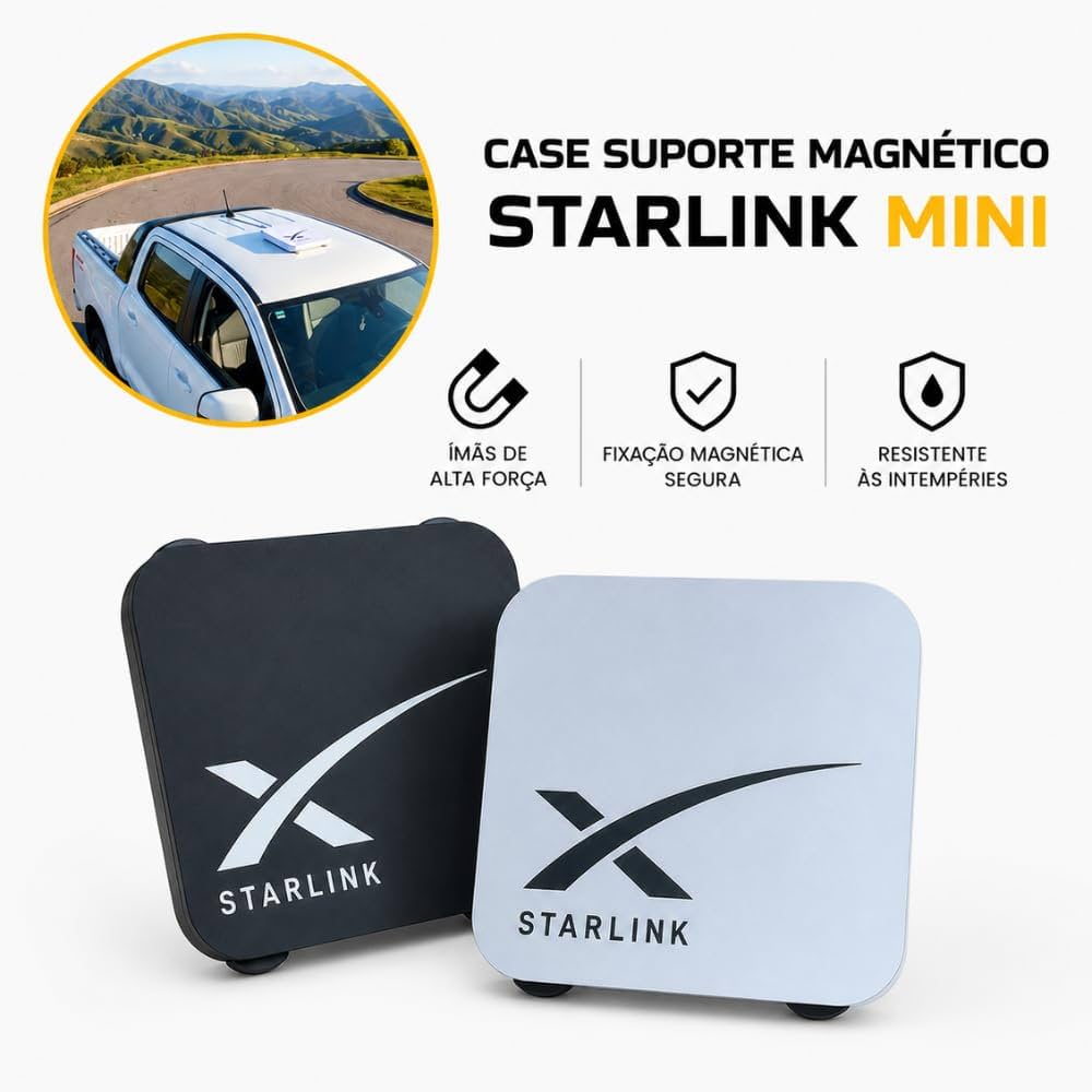 Suporte Veicular Magnético para Starlink Mini 4 Ímãs 66mm Branco - foto 4