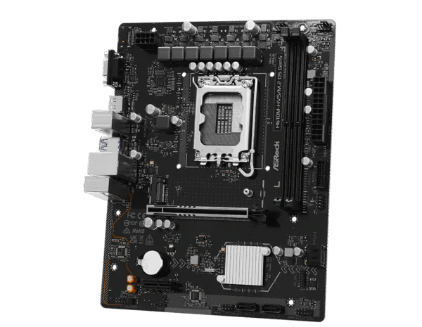 Placa-Mãe LGA1700 H610 ASROCK H610M-HVS DDR4 3200MHz 64GB M.2 NVMe Rede Gigabit VGA HDMI mATX