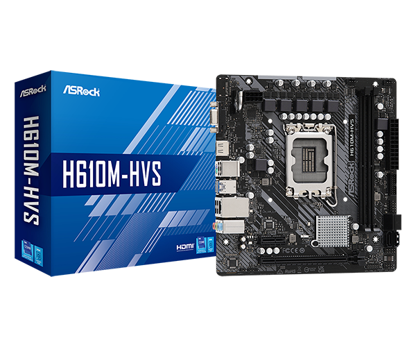 Placa-Mãe LGA1700 H610 ASROCK H610M-HVS DDR4 3200MHz 64GB M.2 NVMe Rede Gigabit VGA HDMI mATX - foto 2