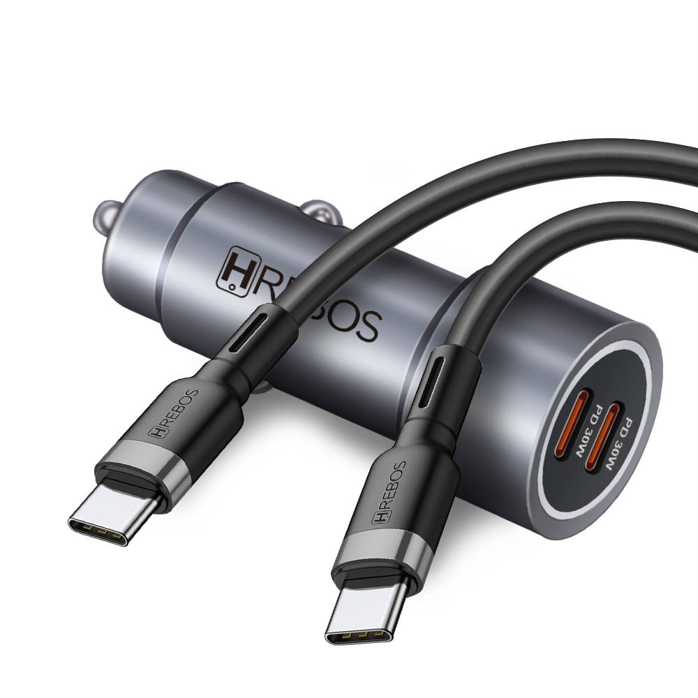 Carregador Veicular HREBOS 60W USB-C PD com Cabo Lightning 1m Preto CRV-203CI - foto 4