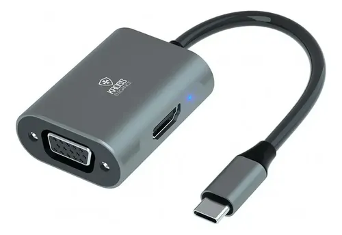 Adaptador USB-C para HDMI/VGA KROSS ELEGANCE UCT205 Plug and Play