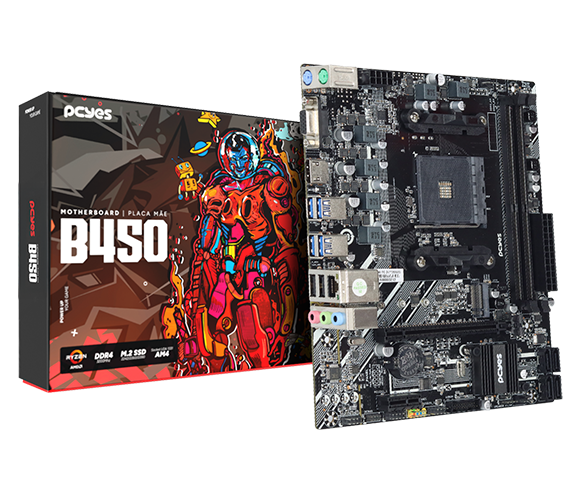 Placa-Mãe AM4 B450 PCYES PCYB450-RZ564 DDR4 mATX