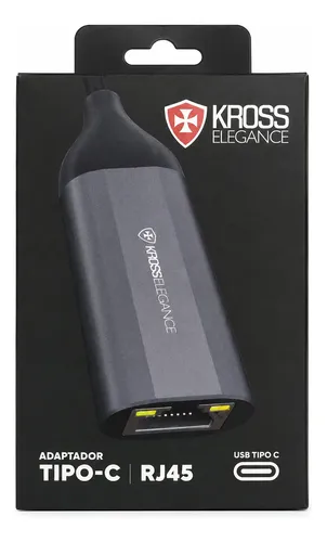 Adaptador USB-C para RJ45 Gigabit 1000Mbps KROSS ELEGANCE KE-UC0111 Plug and Play - foto 2