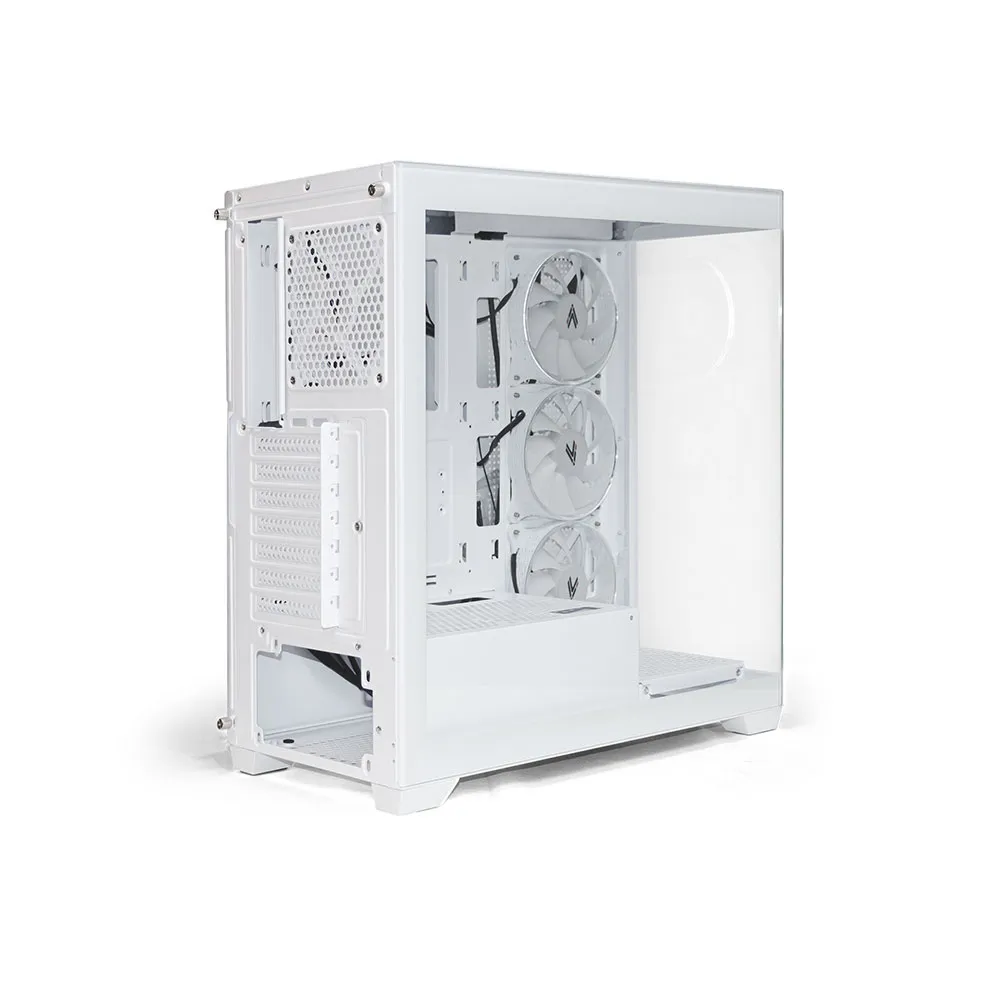 Gabinete Gamer HI LEVEL LV510WH Aquário Mid Tower Branco 4 Fans ARGB Vidro ATX/mATX/ITX USB 3.0 Sem Fonte - foto 2