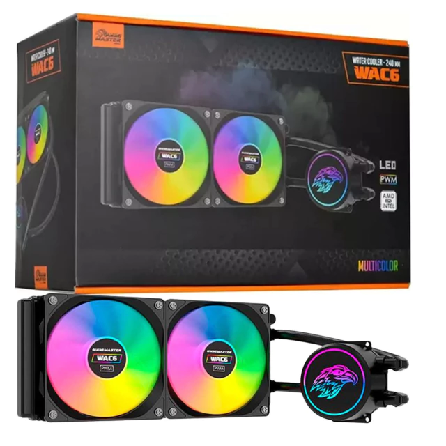 Water Cooler KMEX WAC6 240mm LED Multicolor Intel/AMD Preto - foto 3