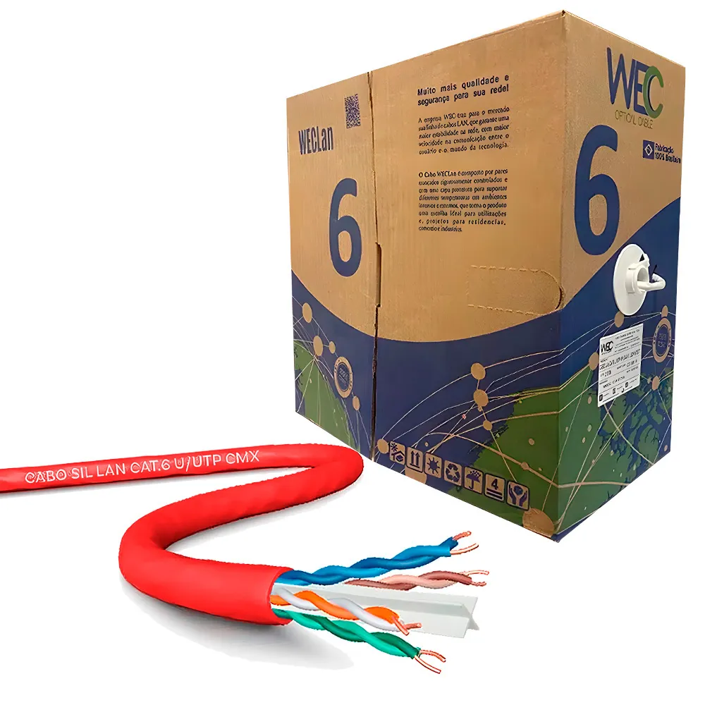Cabo de Rede CAT6 24AWG 1 Metro Vermelho WEC - foto 3