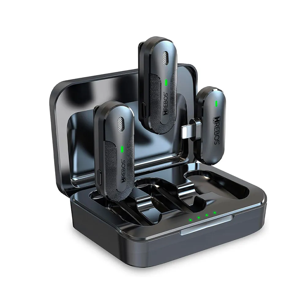 Microfone de Lapela Sem Fio Duplo HREBOS IF-207 Clip Voice S Pro Lightning