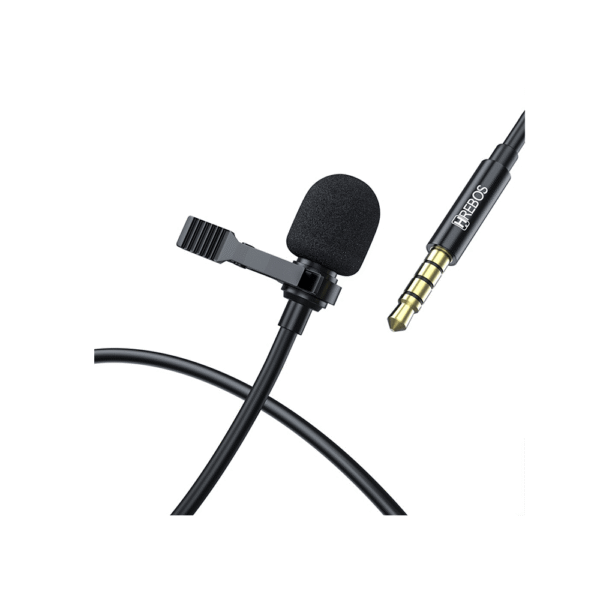 Microfone de Lapela com Fio HREBOS HS-030 P3 3,5mm Cabo 1,5m Omnidirecional