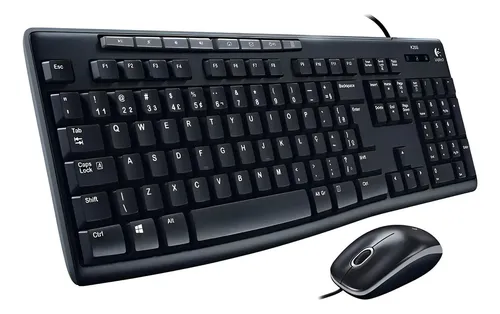 Kit Teclado e Mouse LOGITECH MK200 com Fio USB