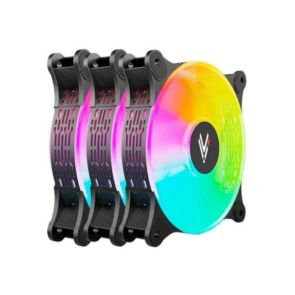 Kit 3 Fans HILEVEL Lite ARGB 120mm 1200RPM Preto com Controladora
