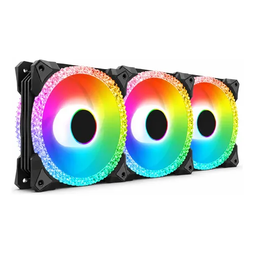 Kit 3 Fans HILEVEL Lite ARGB 120mm 1200RPM Preto com Controladora - foto 2