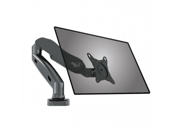 Suporte de Mesa para Monitor ELG F80N Pistão a Gás Articulado VESA 75/100mm 17-35pol até 9kg Preto