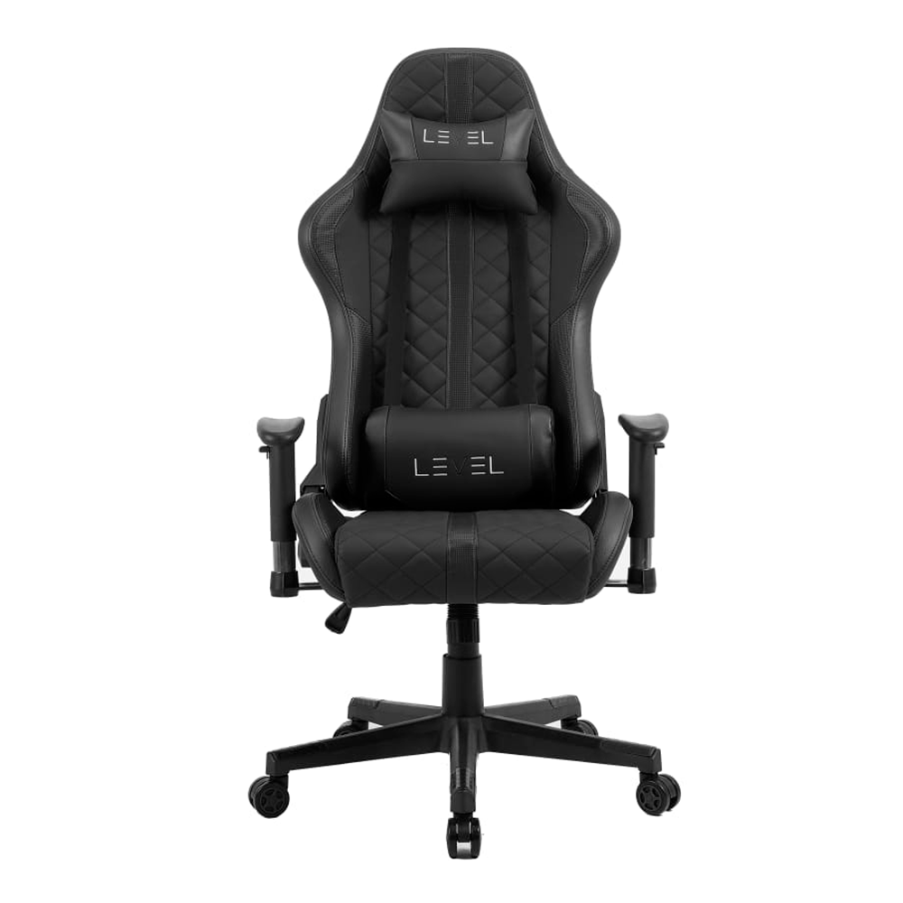 Cadeira Gamer LEVEL LVC031BI Preta Reclinável 180° Braço 2D Base Ferro Pistão Classe 4