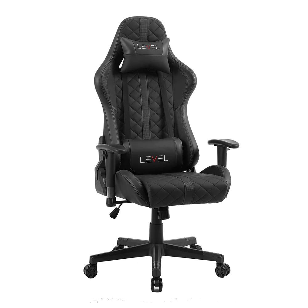 Cadeira Gamer LEVEL LVC031BI Preta Reclinável 180° Braço 2D Base Ferro Pistão Classe 4 - foto 2