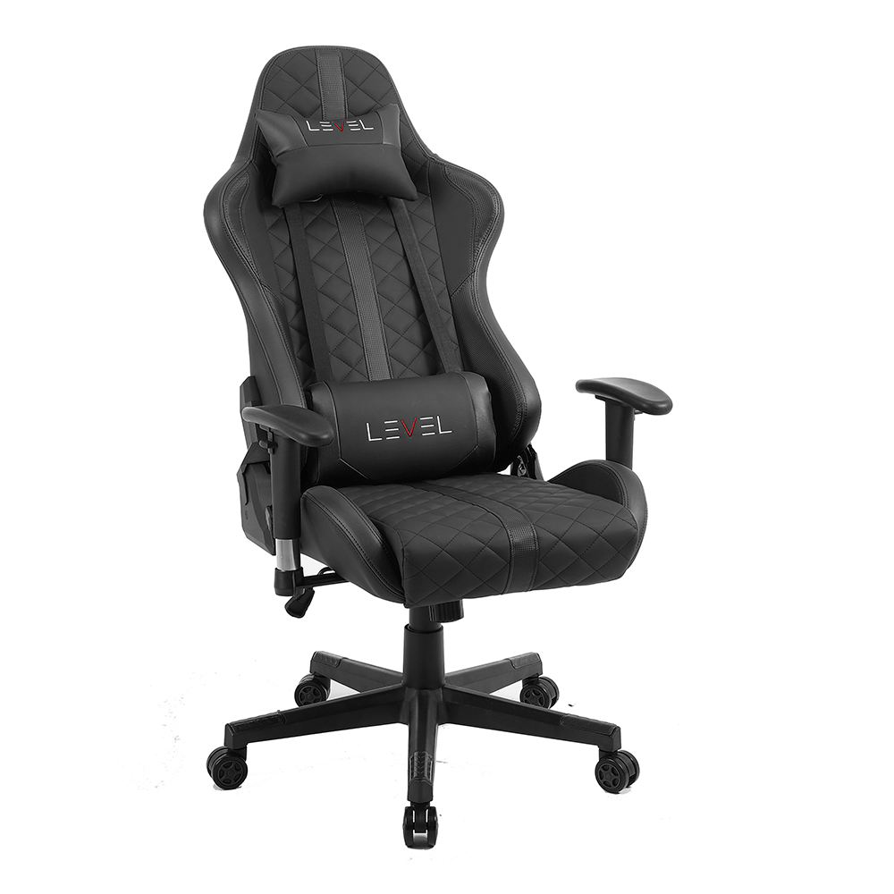 Cadeira Gamer LEVEL LVC031BI Preta Reclinável 180° Braço 2D Base Ferro Pistão Classe 4 - foto 6