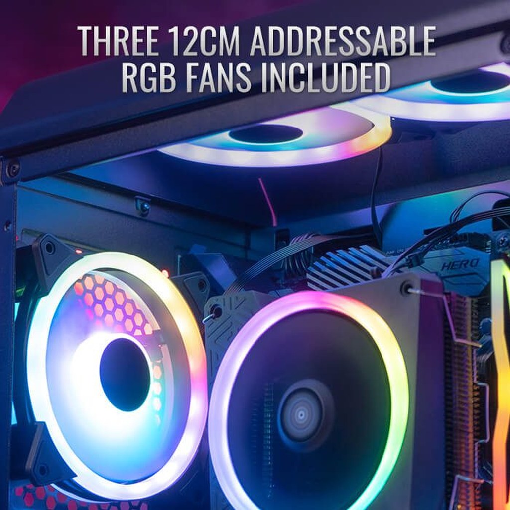 Gabinete Gamer Mid Tower ATX AEROCOOL Splinter Duo 3 Fans ARGB Vidro Preto - foto 5