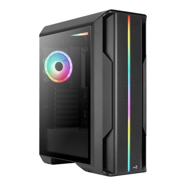 Gabinete Gamer Mid Tower ATX AEROCOOL Splinter Duo 3 Fans ARGB Vidro Preto