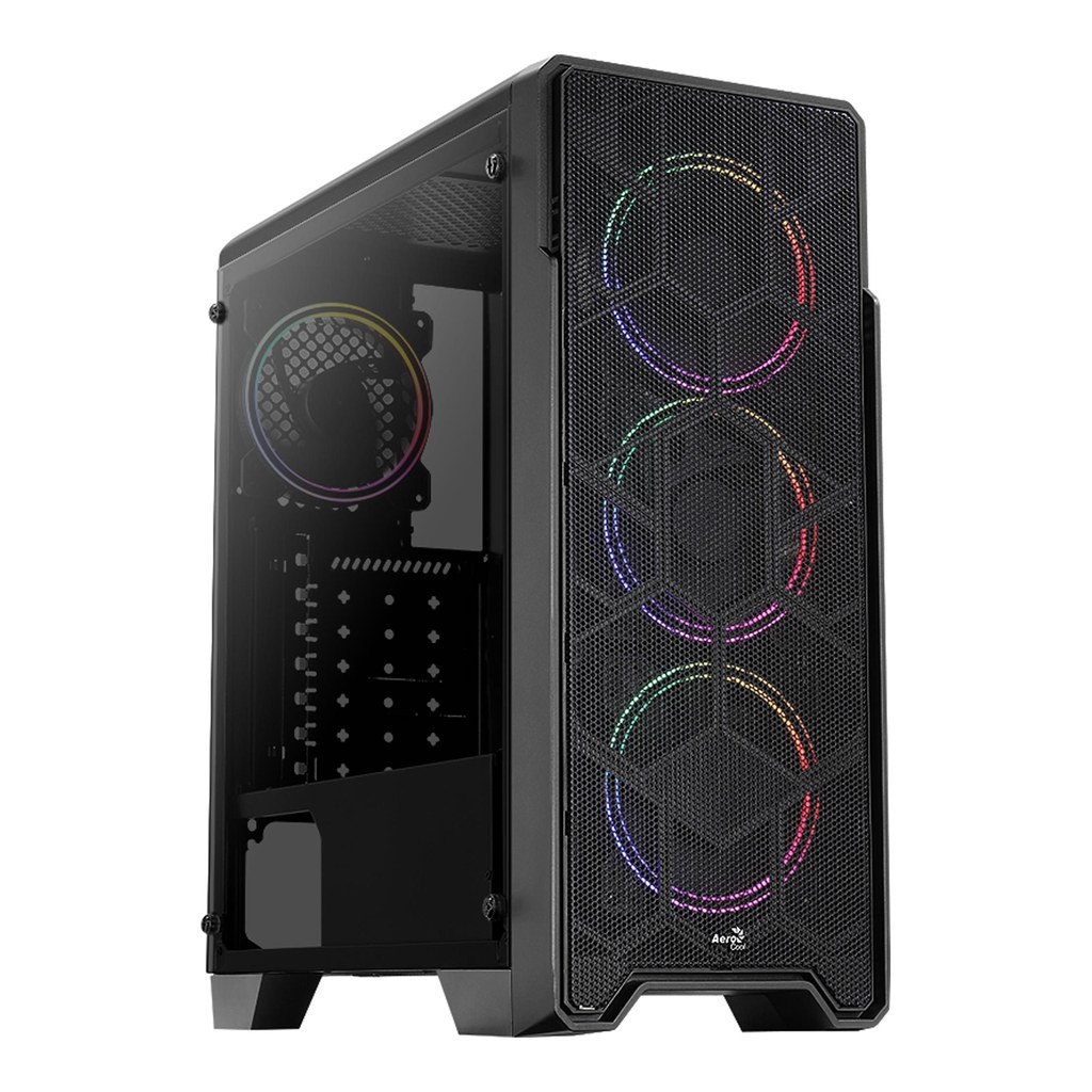 Gabinete Gamer Mid Tower ATX AEROCOOL Ore Saturn FRGB 3 Fans Preto