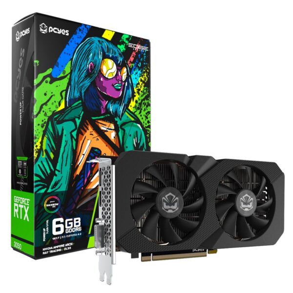 Placa de Vídeo RTX 3050 6GB GDDR6 96-bit PCYES Projeto Edge Preta PVRTX30506BLPE