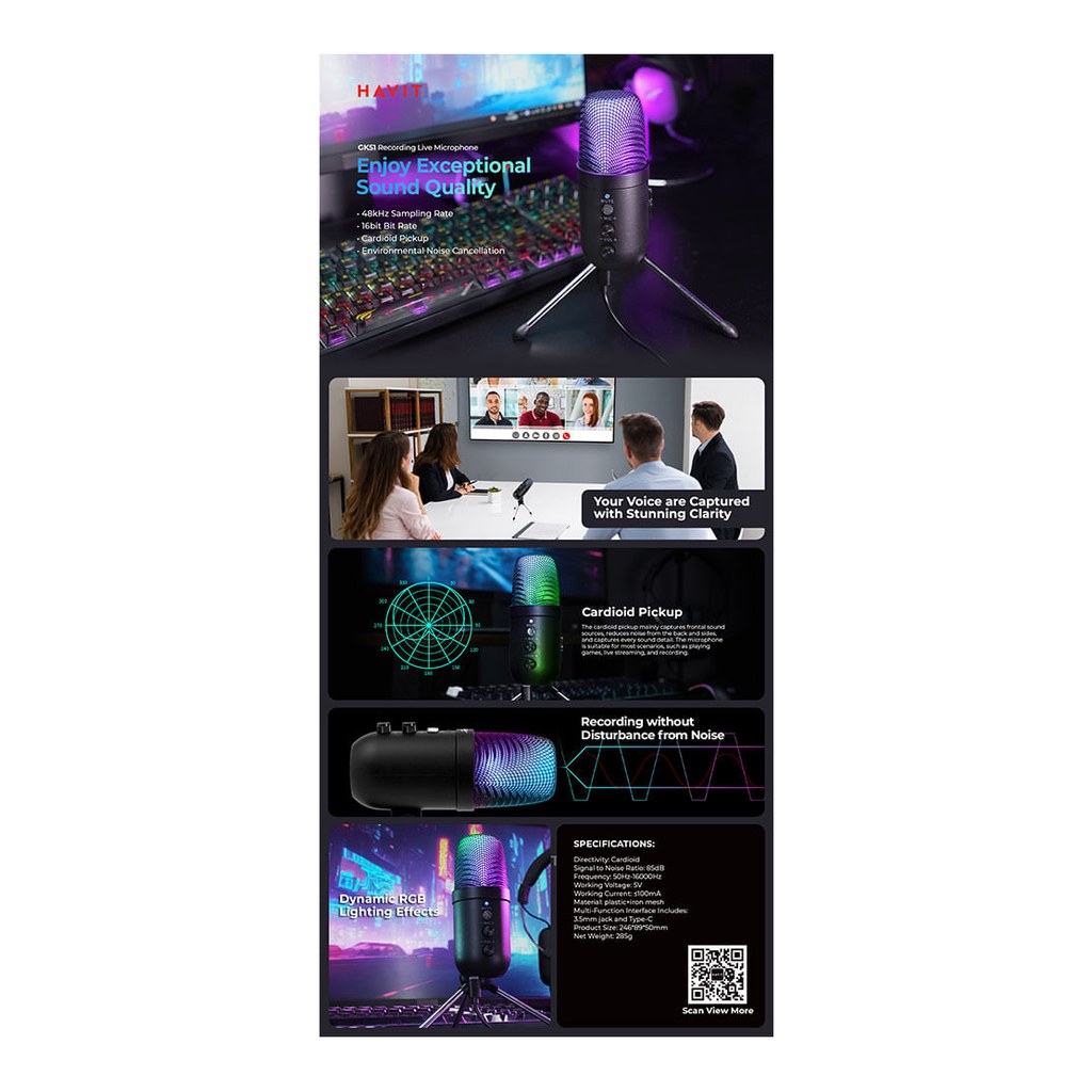 Microfone Gamer HAVIT Mesa GK51 USB Preto - foto 4