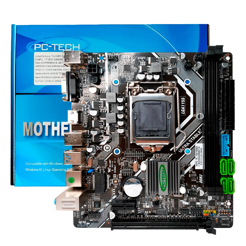 Placa-Mãe LGA1155 H61 PC-TECH H61DA DDR3 USB 3.0 mATX