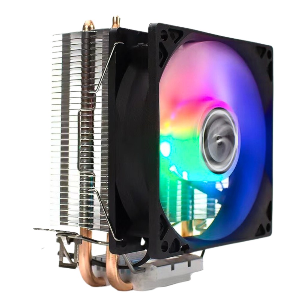Cooler Gamer Intel/AMD LGA1700/1200/115X AM4 1900RPM BRAZIL PC CL-SA90R 92mm 100W 2 Heatpipes LED Rainbow Box