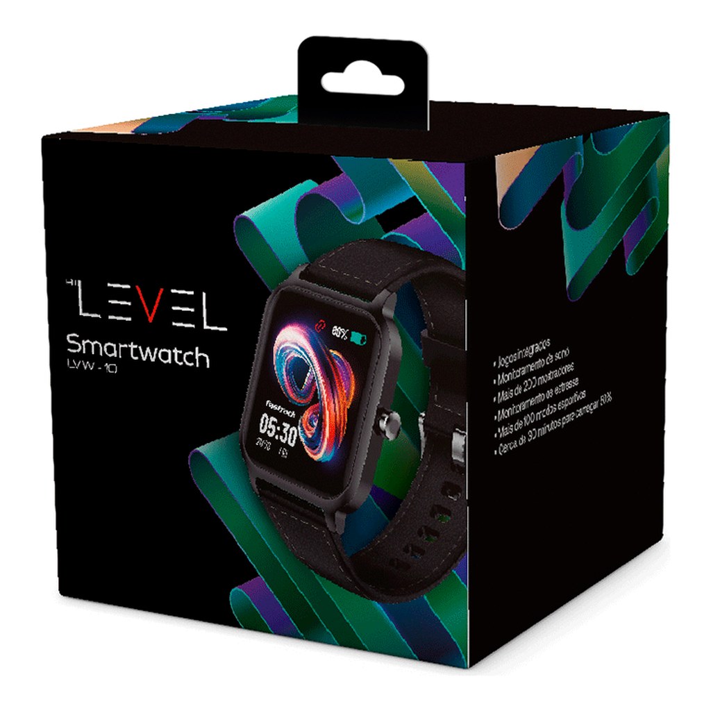 Smartwatch LEVEL LVW-10S Tela 1,83pol Bluetooth IP68 Pulseira Couro Preto - foto 4